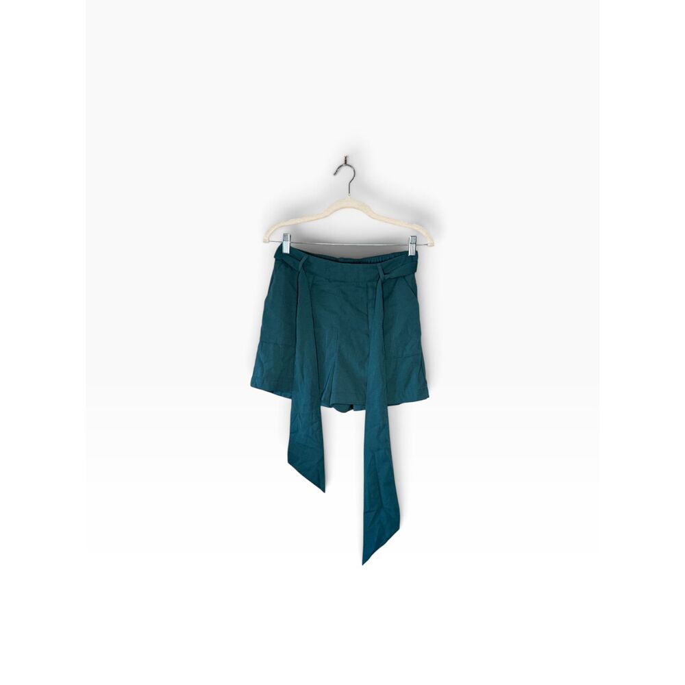 A New Day Women's Small Teal High Rise Paperbag Tie Waist Belted Shorts